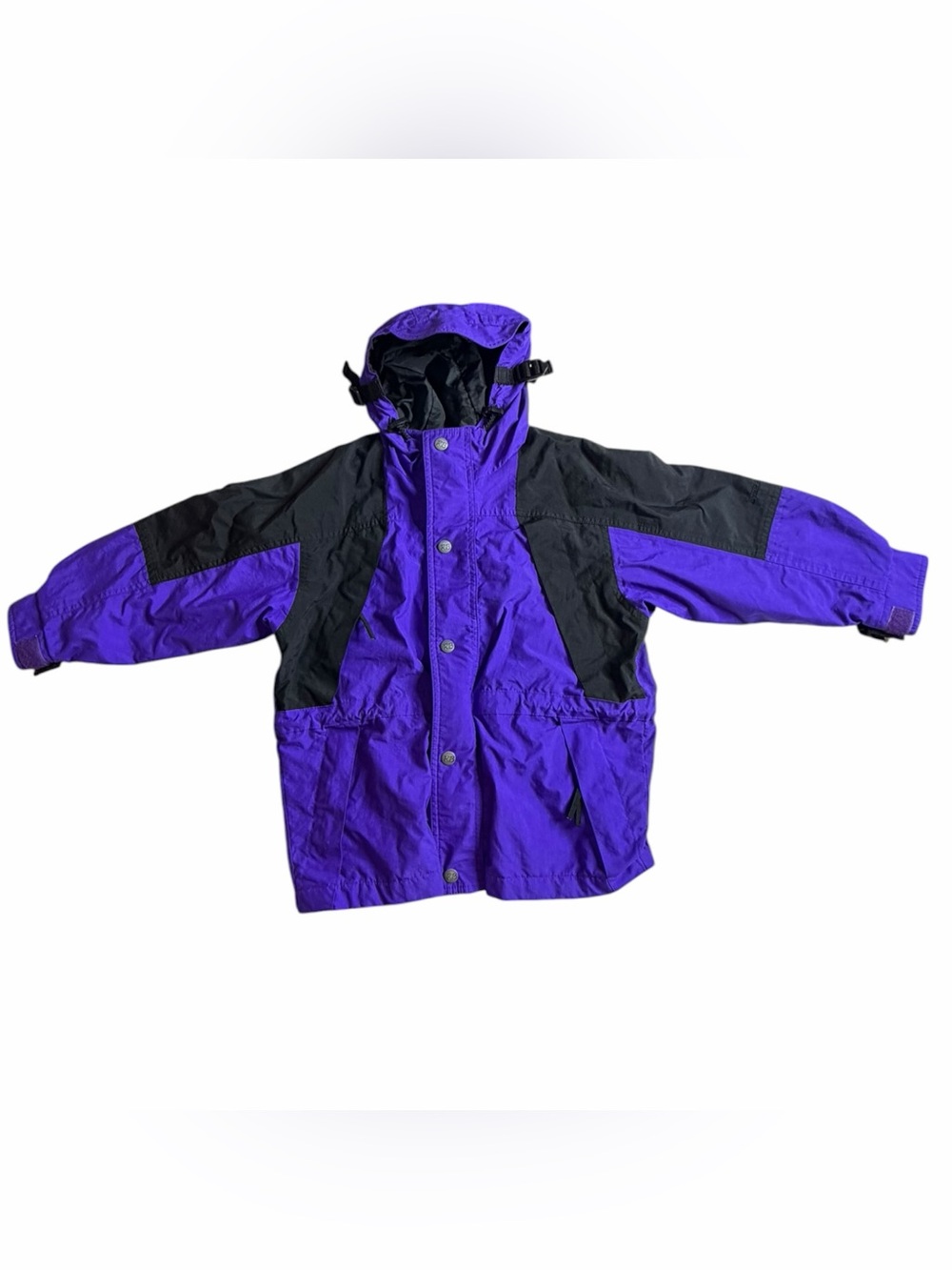 The Rugged Bear 90s Y2K Vtg Hooded Winter Purple Black Colorblock Jacket Sz 6